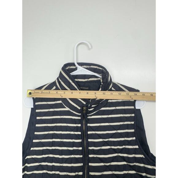 British Khaki Womens Vest Size Large Blue Striped Quilted Button Up Lined - Picture 8 of 11